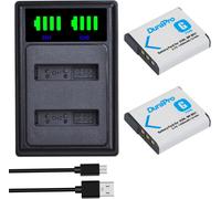 2 Pack NP-BG1 NP-FG1 Battery + Dual USB LED Charger with Type C Port for Sony DSC-H7 H9 H10 H20 H70 H50 H55 H90 HX5V HX9V HX10V DSC-W30 W35 W50 W55 W70 W80 47.0 2 in wide W150