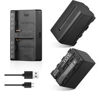 2-Pack Np-F750 Batterie De Rechange Remplacement Battery Et Smart Led Double Chargeur Usb-C Pour Sony Np-F970 F960 F950 F770 F750 F570 F550 Compatible Godox Neewer Caméscope/Monite[USBC1132]