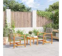 2 Pack Outdoor Garden Chairs Set, Grey Woven Resin & Acacia Wood Patio with Metal Frame, Comfortable Lounge Chairs for Backyard, Poolside, Balcony, Weather-Resistant & UV-Protected, Max Load 110kg