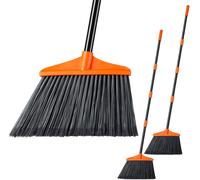 2 Pack Outdoor/Indoor Heavy Duty Broom Commercial Broom with Extendable Handle 1.35m Long Household Corner Broom for Patio,Garage,Upper Deck,Hall,