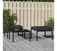 2 Pack Outdoor Stool with Cushions, 60x60x35cm Steel Garden Stool Set, Waterproof Grey Patio Footrest, Modular Design for Terrace, Balcony, Max Load 110kg, Comfortable & Durable Powder Coated Steel