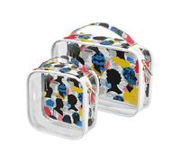 2 Pack People Silhouette Art Street Transparent Décoratif Sac de Voyage Sac de Toilette TSA Approuvé Sacs cosmétiques réutilisables pour Femmes Hommes Kit de rasage Maquillage, Personnel Silhouette