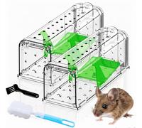 2 Pack Piege A Souris, PièGe à Souris Vivante, LibéRation Sans Contact Attrape Tapetteà Souris, RéUtilisables Attrape Souris, Avec Trou D'Air Sans MéCanisme,Pour IntéRieur Cuisine Maison Jardin