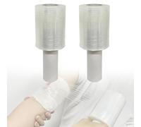 2 Pack Plastic Wrap Film avec poignée - 4" x 500ft Barrier Dressing Stretch Film pour les blessures Sacs de glace Tatouages Fournitures de déplacement