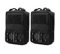 2 Pack Pochette Tactique Molle Petite Militaire Accessoires Poche Convient aux Gilet Tactique Sac a Dos Ceintures randonnée Camping Trousse Sacoche (Noir)
