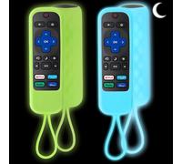 2 Pack Premium Silicone Replacement Case For Roku Express/Streaming Stick/Tcl Hisense Roku Tv Remote Control - Glow In The Dark Replacement Shell (Green & Blue)