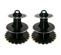 2 PACK Présentoir à gâteaux en carton à 3 étages, tour ronde à cupcakes en papier pour desserts, présentoir à pâtisseries jetable pour anniversaire, thé de l'après-midi, mariage, fête, baptême