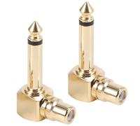 2-PACK RCA Femelle Jack à 1/4 Pouce Mono Mâle Plug Adaptateur Audio à Angle Droit, Or