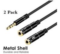 [2 Pack] ReaLink Adaptateur Audio Câble 3mmVers Double Sorties Jack 3mmFemelle Répartiteur Audio pour PSAXbox One S, tablette, téléphone portable, casques de jeu PC et ordinateur portable G