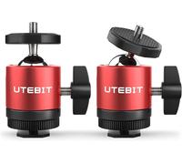 2 Pack Red Mini Ball Head 360° Swivel Tripod Head with Removable Mount Adapter for Camera, Tripods, Light Stand, LED Lighting