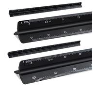 2 Pack Règle triangulaire graduée 30 cm, Règle en métal pour architectes, 1:20, 1:25, 1:50, 1:75, 1:100, 1:125 et 1:100, 1:200, 1:250, 1:300, 1:400, 1:500 (Noir)