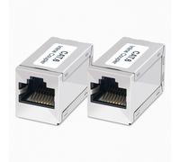 2 Pack RJ45 LAN Adapter Ethernet Cable Extension Network Cable Metal Enclosure Compatible CAT8 CAT7 CAT6a CAT5e CAT5