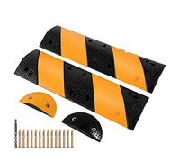 2 Pack Rubber Speed Bump Hump With 2 End Cap Black 40" Long 22000 KG Loading Garage For Asphalt Concrete Gravel Driveway Outils de jardin