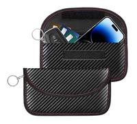 2 Pack Sacs Faraday pour téléphone portable Key Fob, 8.3x4.3in Porte-clés de voiture de poche Faraday RFID Signal Blocking Holder, Protecteur d'entrée sans clé étanche, Cage de sécurité anti-vol, Fibr