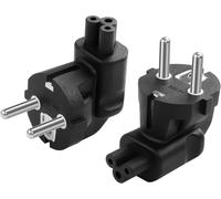 2 Pack Schuko Male to C5 Adapter 90 Degree 2 Pin CEE 7/7 Male to IEC320 C5 Female Adapter,Suitable for C5 Cable Devices (L)