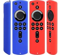 [2 Pack] Silicone Cover Case for Fire TV Stick 4K / Fire TV (3rd Gen) Compatible with All-New 2nd Gen Alexa Voice Remote Control (Red and Blue)