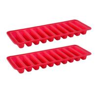 2 Pack Silicone Finger Biscuit Molds 10 Grids Popsicle and Ice Cube Tray, Easy Release Stick Shape Mold for Baking(Rot)