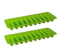 2 Pack Silicone Finger Biscuit Molds 10 Grids Popsicle and Ice Cube Tray, Easy Release Stick Shape Mold for Baking(Groen)