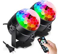 [2-Pack] Sound Activated Party Lights with Remote Control Dj Lighting, RGB Disco Ball Light, Strobe Lamp 7 Modes Stage Par.