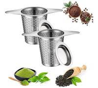 2 Pack Stainless Steel Tea Infuser, SUS316 Grade Strainers Fine Mesh, Pattern with Wide Rim Loose Leaf Tea Steeper
