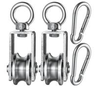 2 Pack Steel Pulley With M7 Carabiner Inner Ball Bearing Stainless Steel Pulley For Strings