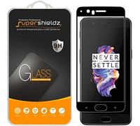 [2-Pack] Supershieldz pour OnePlus 5 Protection d'écran en Verre trempé, [Couverture de Plein Écran] Anti-Rayures, Bubble Gratuit à Vie, Garantie de Remplacement (Noir)