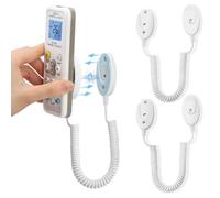 2-Pack Supports Magnétiques pour Télécommandes avec Cordons à Ressort - Fixation Murale Adhésive, Anti-Perte, Ressort Extensible pour Une Sécurité Optimal (Blanc 70 Pouces, Paquet de 2)