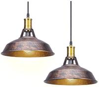 2 Pack suspension luminaire industrielle style vintage en métal,rétro lustre suspensions d'éclairage intérieur plafonnier abat-jour 27cm pour salon cuisine chambre restaurent bar, rouille