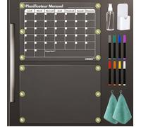 2 Pack Tableau Calendrier Magnetique Frigo En Français, 42 X 30 Cm Acrylique Planning Mensuel Effaçable Et Tableau Magnétique Frig