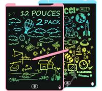 2 Pack Tablette Dessin Enfants 12 Pouces, Electight Tablette d'écriture LCD Colorée, Tablettes Graphiques avec Bouton D'effacement &Verrouillage, Jouets pour Filles Garçons Bleu+Rose