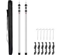 2 Pack Telescopic Tent Pegs 90-230cm With 6 Tent Pegs And 6 Nylon Ropes For Tent Flies, Tents, Tarps, Awnings, Camping, Shelter, Rain Roof, Hiking