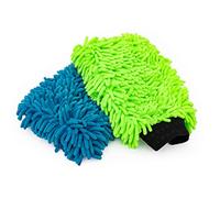 (2-Pack) The Rag Company Premium Doux en Microfibre Chenille Knobby Anti-Rayures, Non Pelucheux Gants de Toilette, d'un Bleu Royal et d'un Citron Vert