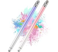 2 Pack Touch Screen Stylus Pen for iPhone/iPad/Android Tablet/Microsoft Surface Compatible with All Touch Screens (White/Pink/White/Purple)