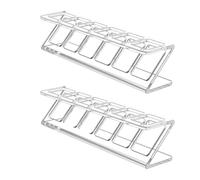 2-Pack Transparent Acrylic Lipstick Organizer and 6-Compartment Rack | Clear Cosmetic Display Stand Designed To Keep Your Lip Gloss, Perfume Samples, And Daily Makeup Neatly Visible On Vanities