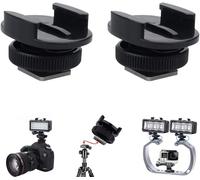 2 Pack Tripod Mount Adapter Compatible with GoPro Hero 13/Hero 12/11/10/9/8/7/6/5/4/DJI Osmo, Insta360, Akaso Action Cam Mount to Camera or Tripod (Black)