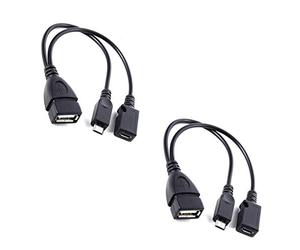 [2 Pack] TV xStream USB Port Adapter, Micro OTG Cable and Power - Compatible with Streaming Sticks, Media Devices, Rii and Logitech Keyboards, and Nintendo Switch, Snes, NES Classic