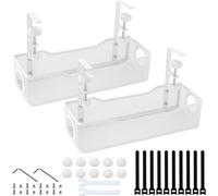 2 Pack Under Sink Cable Manager-No Drilling Required-Carbon Steel Cable Gutter with Clips-Cable Management for Office,Home and Workplace