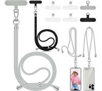 2 Pack Universal Phone Chain Adjustable Crossbody Cell Phone Lanyard With 6 Patches Suitable For All Smartphones,Cell Phone Cases (Black +