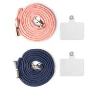 2 Pack Universal Phone Cord Compatible With Most Smartphones With Keychain And Patch (Royal Blue/Pink)