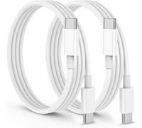 2 Pack Usb C Cable 2m To Usb-C Cable Fast Charge 4.0 Charger 60w Type C Cable For Iphone 16 15 Samsung S25/S24 Ultra A55 A35 Ipad Air Macbook Pro Google Pixel 9/8/Xiaomi Switch Ps5 (White)