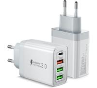 2 Pack Usb C Charger, 40w 4 Port Quick Charger Socket Usb C, Multiple Sector Pd+Qc 3.1a Type C Adapter For Iphone 16 15 14 13 12 11 Pro Max Mini Se, Ipad, Samsung Galaxy, Small Fan