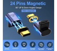2 Pack Usb-C Right Angle 24 Pin Magnetic Adapter With Pd 100w Usb4 40gbps 8k 60hz For Thunderbolt 4 Macbook Pro/Air,Steam Deck,Switch,Vr