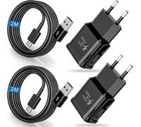 2-Pack Usb Chargers, Fast Charger With 2m Charging Cable, Type C Phone Adapter For Samsung Galaxy A13 A14 A20e A23 A32 A33 A34 A40 A51 S8 S9 S10 S20 S21 Fe Ultra Plus Z Flip3 Z Fold2 5g