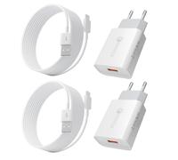 2 Pack USB Chargeur avec 2m USB C Câble Compatible avec Samsung S21 S20 S20 FE S10 S10e S9 S8 Plus A53 A52S A51 A50 A41 A40 A14 A13, Xiaomi, Huawei, Google, Quick Charge 3.0 + Type C Câble, Blanc