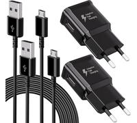 2-Pack Usb Male Charger Fast Charger Power Supply With 1.5 M Micro Usb Cable For Samsung Galaxy S7 S6 Edge S5 S4 S3 S2 A03 A7 A9 A10 J8 J7 J6 J5 J3, Tab 4, Tab S2, Android Smartphone