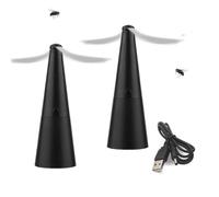 2 Pack Ventilateur De Table Anti Mouche, Chasse USB Mouch-e De Table Rechargeable, Repousse Mouches avec Lames Réfléchissantes, Ventilateurs Chasse Mouche pour Extérieur À L'intérieur, Fête