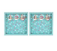 2 Pack Wall Mount Photo Frames | Innovative Wood Clip Design for Easy Display | Hanging Picture Frames for Living Room / Bedroom / Office Decor | 17x17cm Lightweight Sustainable (Green loose powder