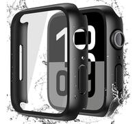 2 Pack Waterproof Hard Case With Tempered Glass Compatible With Apple Watch Series 10 42mm Ultra Thin Anti-Drop Case For Iwatch Black