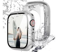 2 Pack Waterproof Screen Protector Compatible With Apple Watch 40mm Series Se 6/5/4 With Tempered Glass,Iwatch Full Protection Hard Pc Silver