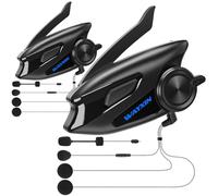 2-Pack WAYXIN X6S Moto Intercom,Système d'interphonie intégré en maille, double puce pour casque audio multitâche,Casque Headset pour jusqu'à 8 motos